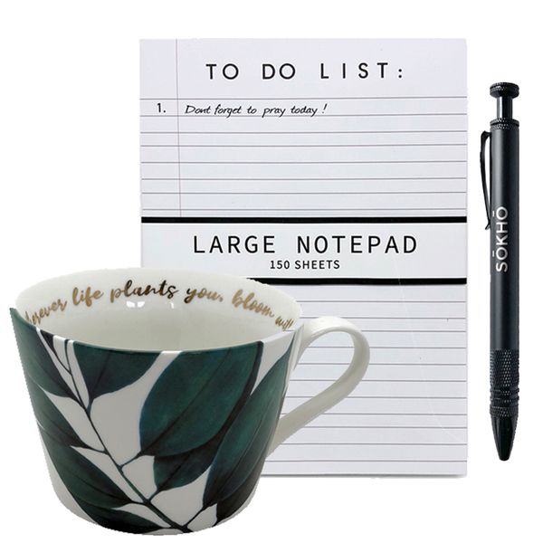 SOKHO Christian Inspired Gifting Ladies Notepad, Grace Mug &amp; Pen Gift Set