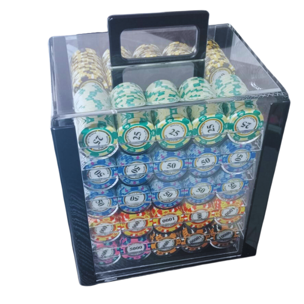 Monte Carlo Clay Chips in Acrylic 1000 Piece Poker Chip Case