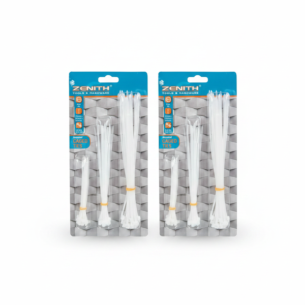 Zenith White Cable Ties 100/150/200mm 60 Piece - 2 Pack