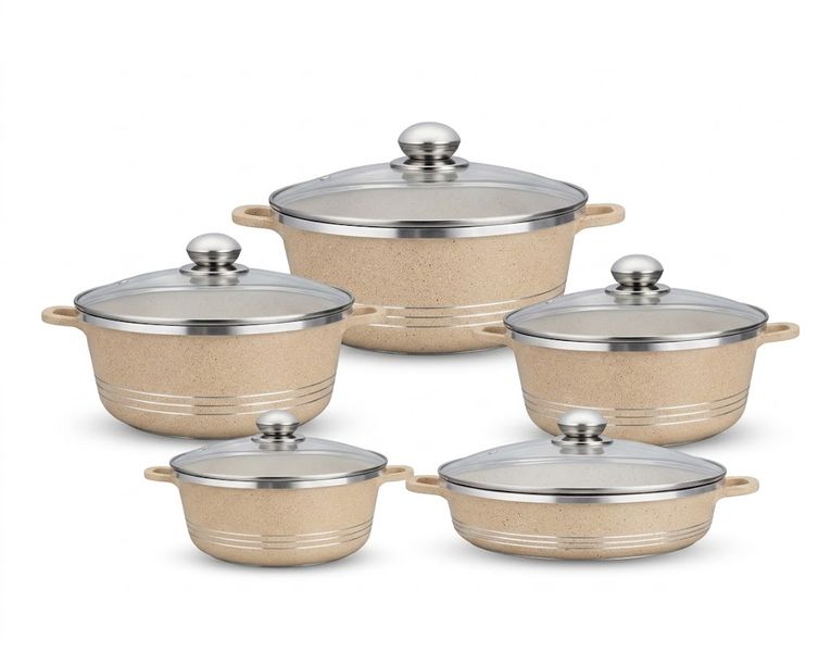 Hot Chef 10 Pieces Marble Coating Non-Stick Cookware Set