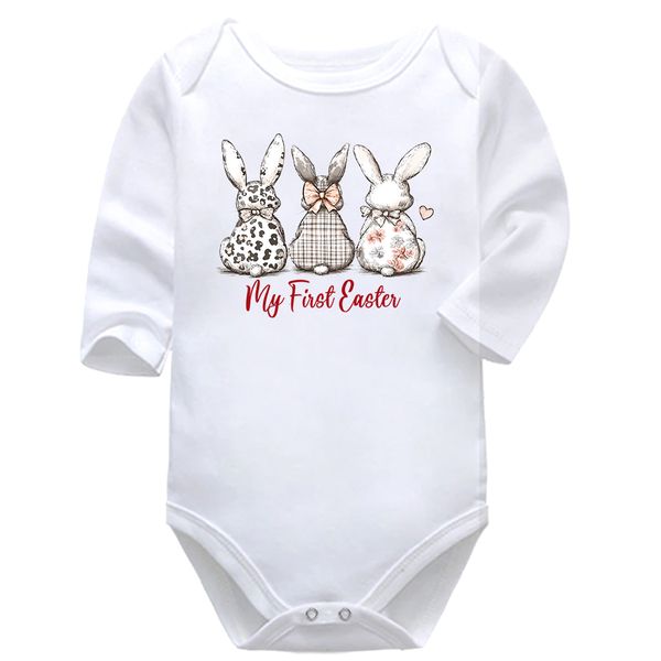 Vintage My First Easter Baby Vest Bodysuit Onesie Long Sleeve