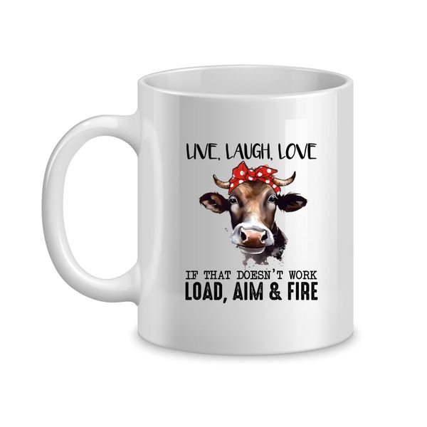 Aiming Cow Coffee Mugs with Funny Jokes Graphic Animal Sayings Cups 072