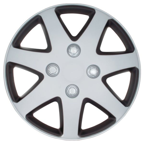 KT 13-Inch Wheel Cover Set - Silver and Matte Black