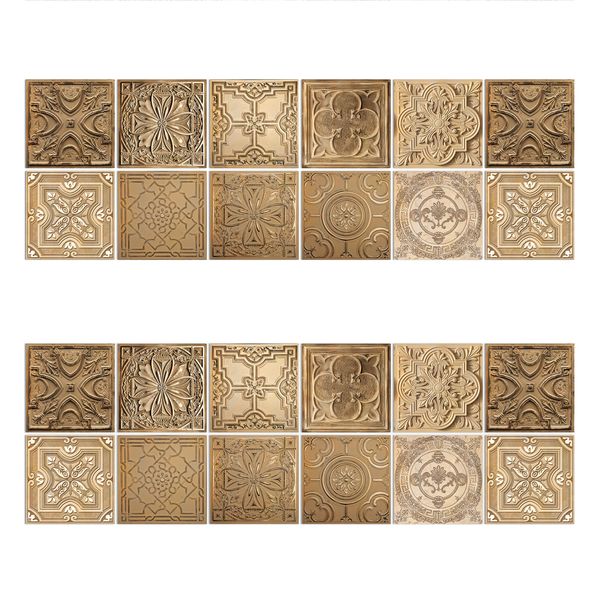 24 Piece Mandala Tile Stickers 3.93x3.93 Inch Self-Adhesive Wall Decals