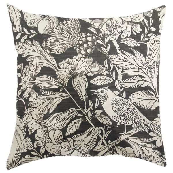 Pillow/Scatter Cushion Black And White Flowers And Bird (Inner Included)