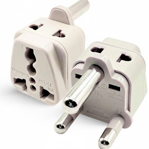 USA to Large South Africa Type M 2-in-1 Charger Power Adapter Plug - 2 Pack