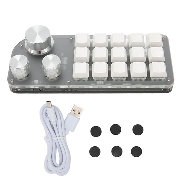 15 Key Macro Pad 3 Knobs, Blue Switch, Memory