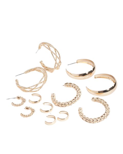 Gold Multi Twist Hoop Earring 6-Pack