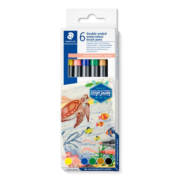 Staedtler Around The World Watercolour Brush Pens AU- Pack 6