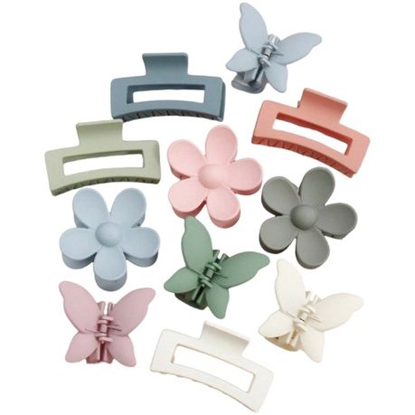 11 Pieces Women Solid Matte Hair Claw Clips - Multi-Colour Image