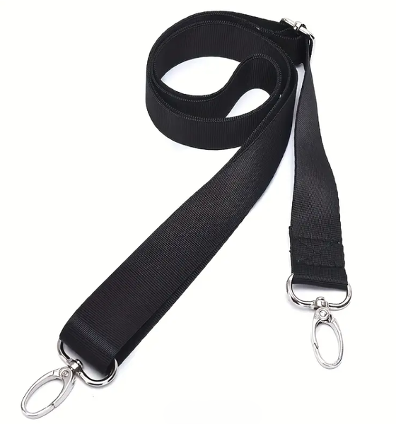 Cross Body Bag Strap with Silver clasps - Black