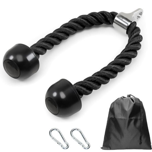 Tricep Pull Down Rope Non-Slip Tricep Rope with Carabiner Nylon Tricep Rope