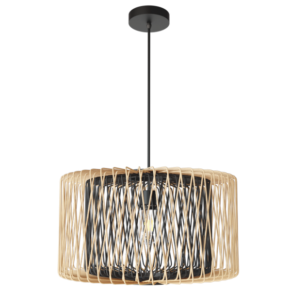 Black And Brown 2 Toned Weaved Bamboo Light Fitting