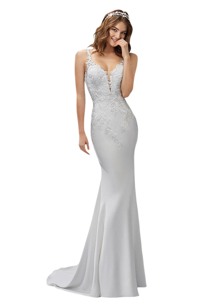 Crepe lace mermaid wedding dress