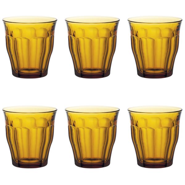 Duralex Picardie Amber Tempered Glass Tumbler 250ml - Set of 6