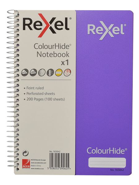 Rexel Notebook A5 Feint and Ruled Perforated Pages - Purple