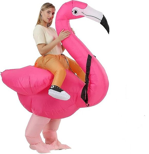 Riding a Flamingo Suit With Automatic Battery Air Inflator For Kids