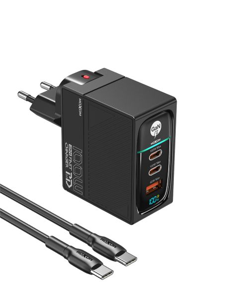 Moxom LX-HC820 GaN 100W PD3.0 3-Port Fast Charger With Type-C Cable