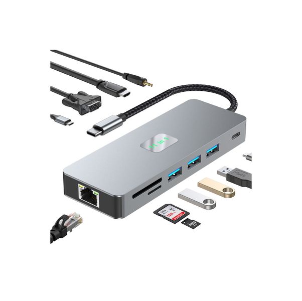 11 in 1 Laptop Docking Station USB C Hub Multiport Adapter