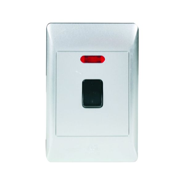 ACDC - 32a Dp Stove Isolator 2x4 With Neon Light C/W Silver Cover Plate