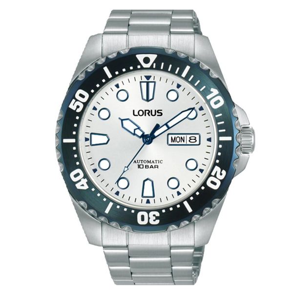 Lorus Men Silver/Blue Metal Sport Automatic