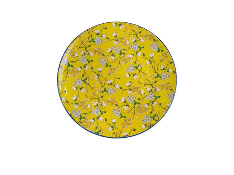 Yellow Floral Dinner Plate 10.5-Inch - Set of 6