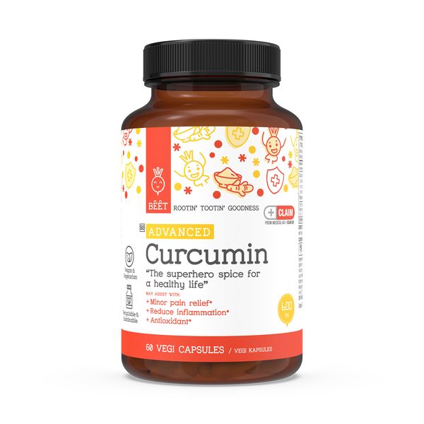 Curcumin 600mg with Bioperine 5mg Supplement Vegan 60 Vegi Capsules