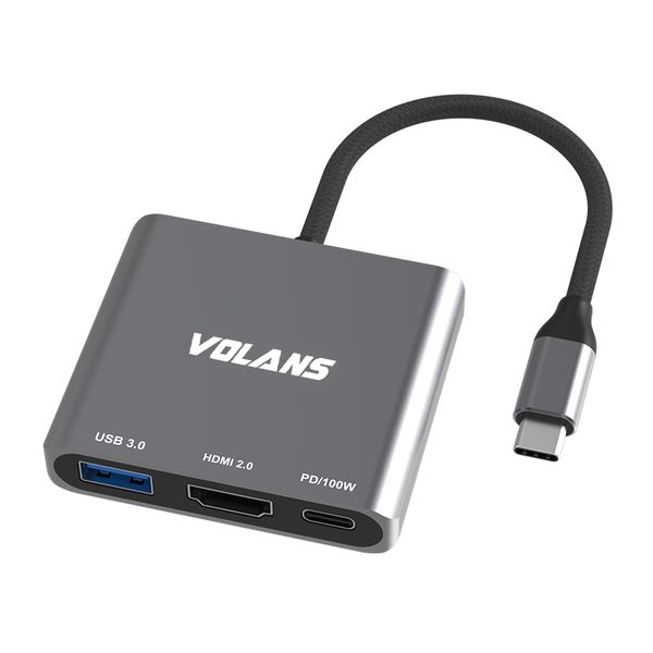 Volans USB-C to HDMI 4K@60Hz | USB 3.0 | 100W PD Hub
