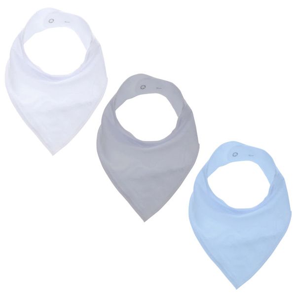 GingerBaby - Luxury Bandana Dribble Bib - White, Grey and Light Blue