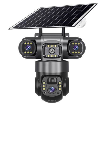 3-Lens Solar Security Camera With Wifi 6MP black V380 only wifi