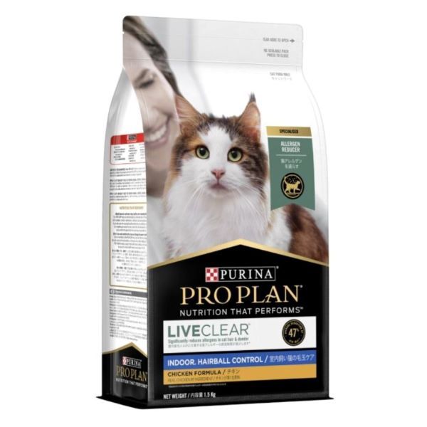 Purina Pro Plan LIVECLEAR Adult Indoor &amp; Hairball Control Cat Food 1.5kg