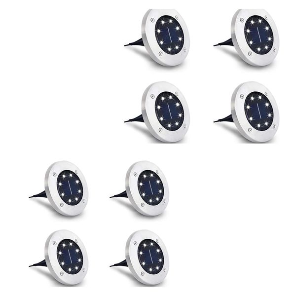8 pack - Solar LED Ground Light For Borders Driveway Pathways