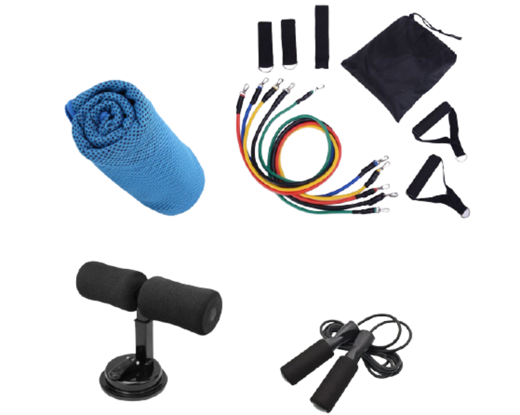 Lunae - Suction Sit Up, Skipping Rope, Resistance Bands with Cooling Towel
