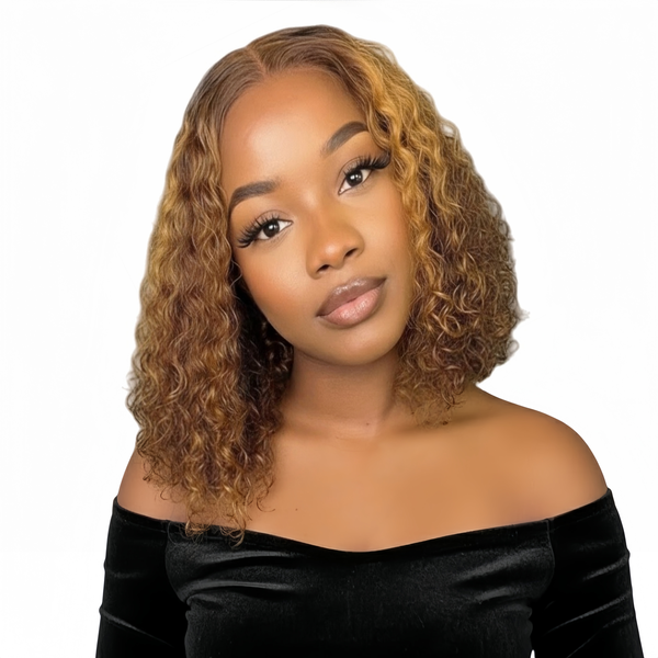 Marigold 12 inch 4/27 Piano Water Wave Wig - Human Hair with Lace Front