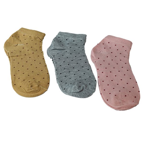 Tiny Spotted Design Low Cut Comfortable Ankle Socks-3 Pairs