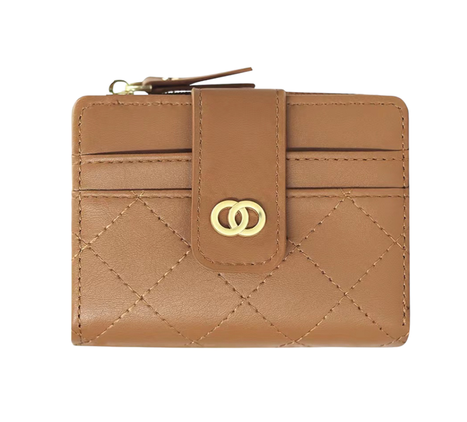Women's PU Leather Bi-Fold Clutch Wallet Card Holder Zipper Slim Wallet