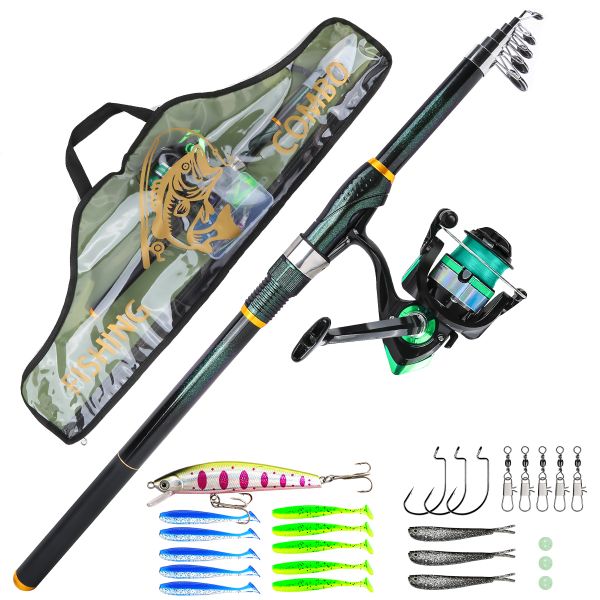 2.7M Fluorescent Telescopic Fiberglass Fishing Set with Transparent Bag