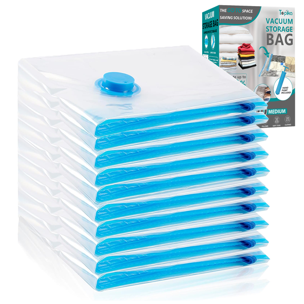 TopikaHome - 10 Vacuum Storage Bags, Compression Set for Clothes &amp; Duvets