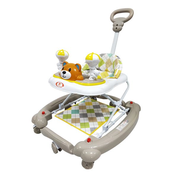 Baby Musical Walker &amp; Rocker With Handle &amp; Shade - Coffee
