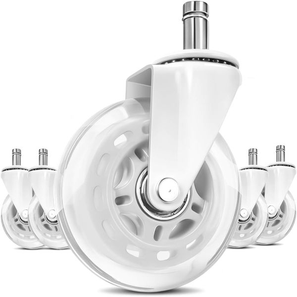 5 Pack- 3" Office Chair Caster Wheels ,Transparent Heavy-Duty Castor Wheels