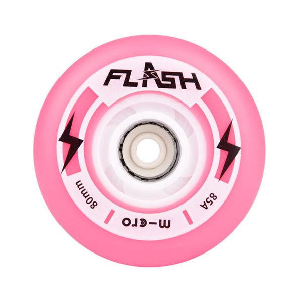 Micro Flash Led 80mm Pink Inline Skate Wheels - Set of 4