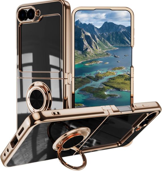 Plating Ring Holder Phone Case Compatible With Samsung Galaxy Z Flip 7 FE