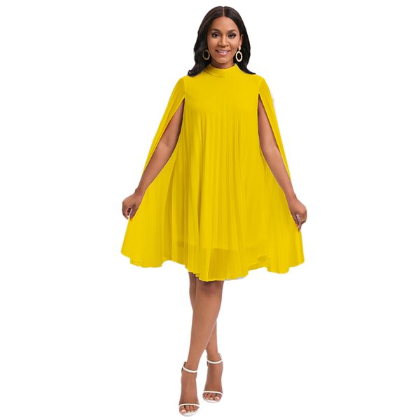 New Chiffon Cape Batwing Sleeve Dress