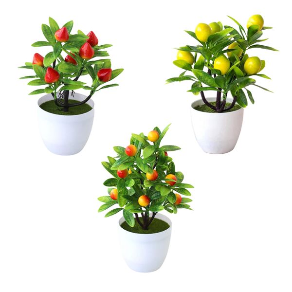 Home Decor Artificial Potted Bonsai Flowers - Set of 3
