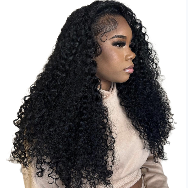 Geebuy 24 inch Curly Wig Ear To Ear Water Wave 15A Free Parts Malaysian