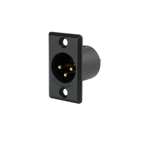 XLR-D3MBAU 3-Pin Male XLR Black Gold-Plated Chassis Connector