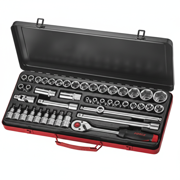 Force 44 Piece 1/2 Inch Drive Socket Set for Automotive Repairs