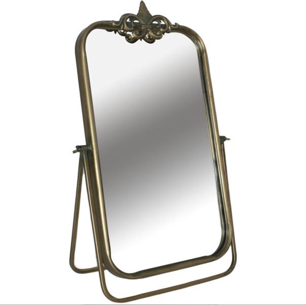 Gold Frame Square Steel Table Top Mirror - 90 cm x 82 cm