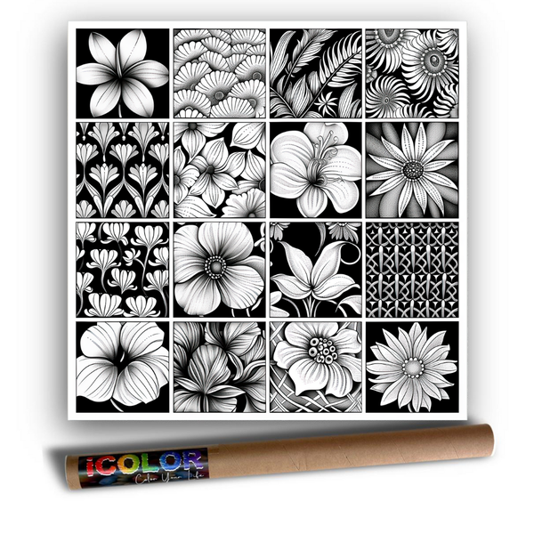 iColor Large Colouring Poster BOTANICAL ZEN