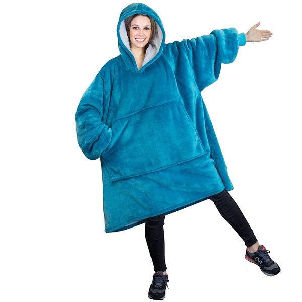 Hoodie, Ultra Plush Blanket, One Size fit all – Sea Blue